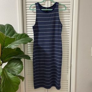 Blue striped body-con dress!